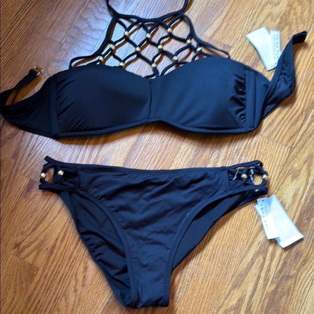 Trina Turk Black Lattice Bikini Set